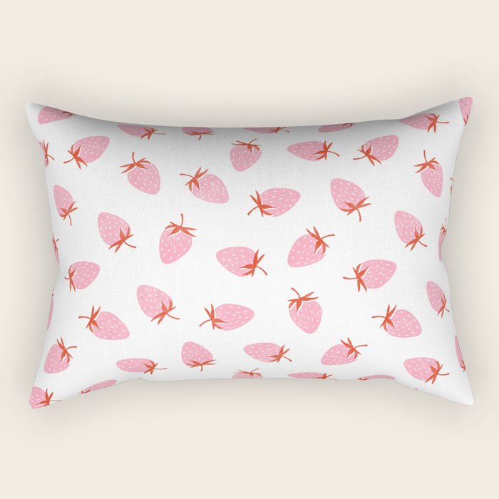 Sweet Strawberries - pink and red on white Rectangular Pillow Gallery Image 2