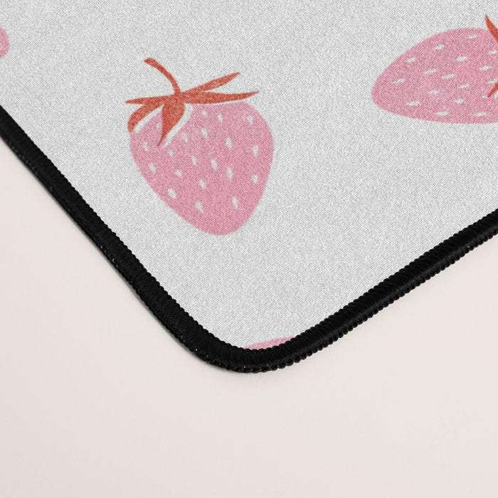 Sweet Strawberries - pink and red on white Desk Mat Gallery Image 4
