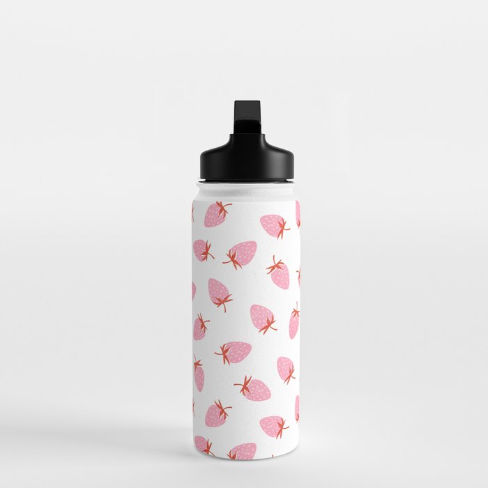 Sweet Strawberries - pink and red on white Water Bottle Gallery Image 3