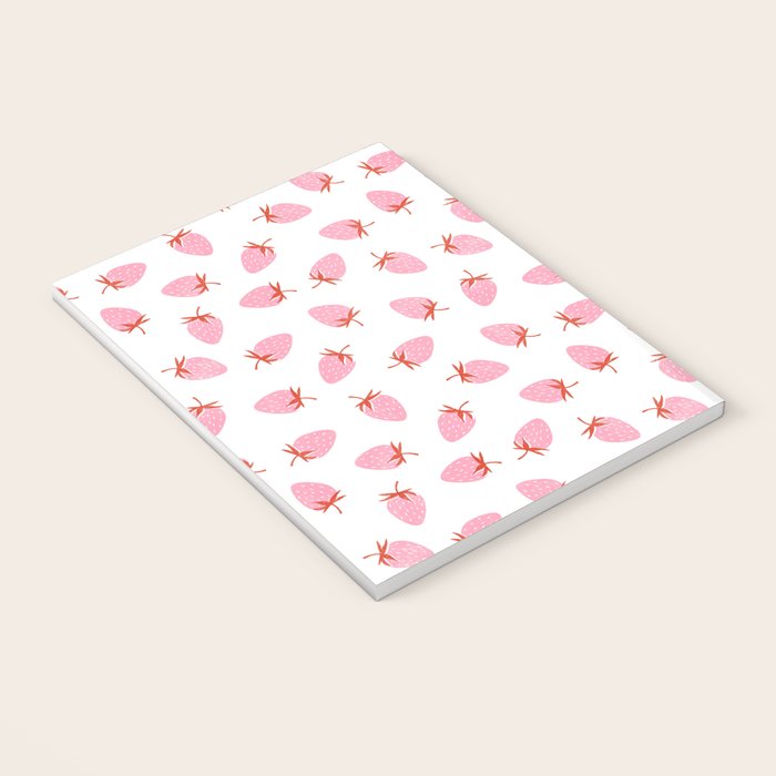 Sweet Strawberries - pink and red on white Notebook Gallery Image 3