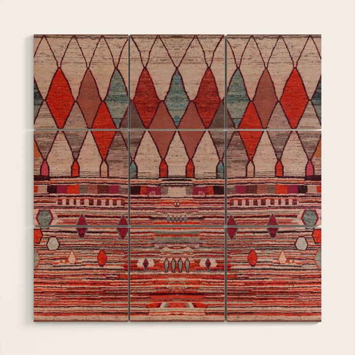 Earthy Berber Geometry Wood Wall Art Gallery Image 2