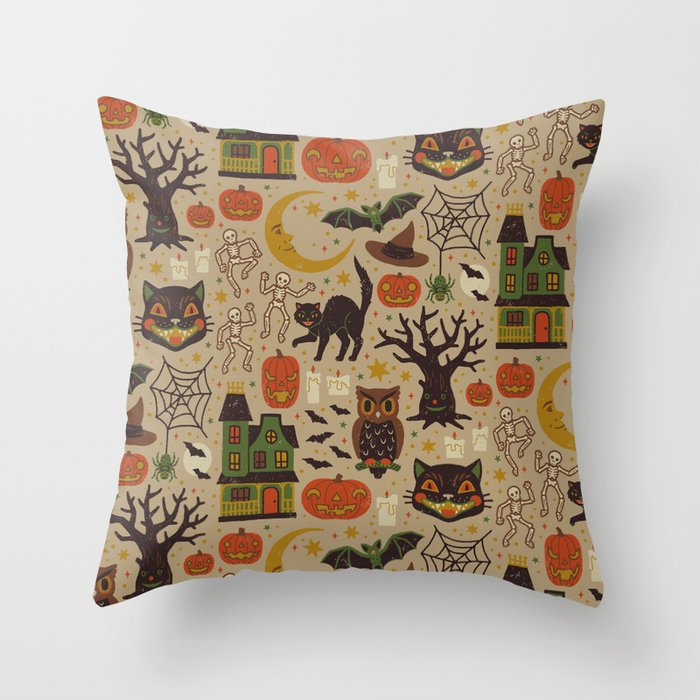 Vintage Halloween Throw Pillow Gallery Image 6