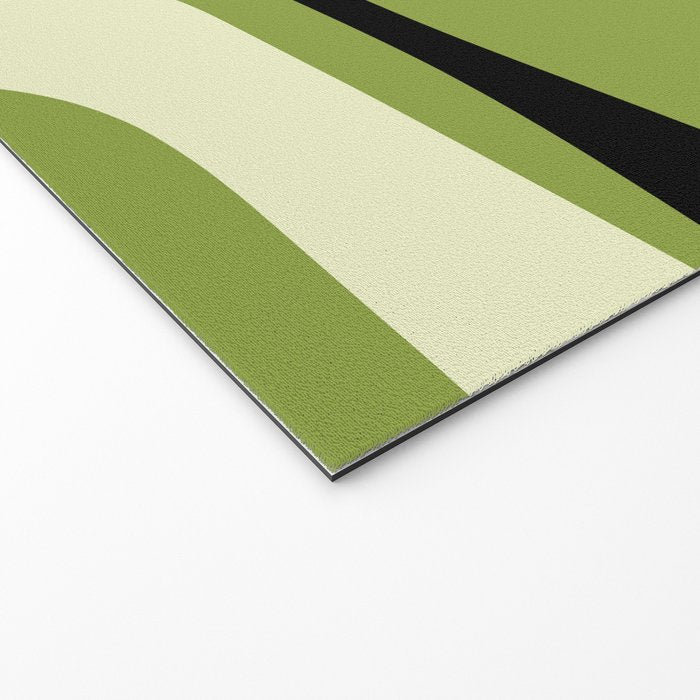 Mid Century Modern Piquet Minimalist Abstract Pattern in Olive Green and Black Welcome Mat Gallery Image 2
