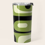 Mid Century Modern Piquet Minimalist Abstract Pattern in Olive Green and Black Travel Mug Gallery Image 2
