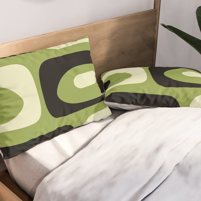 Mid Century Modern Piquet Minimalist Abstract Pattern in Olive Green and Black Pillow Sham Gallery Image 2