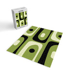 Mid Century Modern Piquet Minimalist Abstract Pattern in Olive Green and Black Jigsaw Puzzle Gallery Image 2