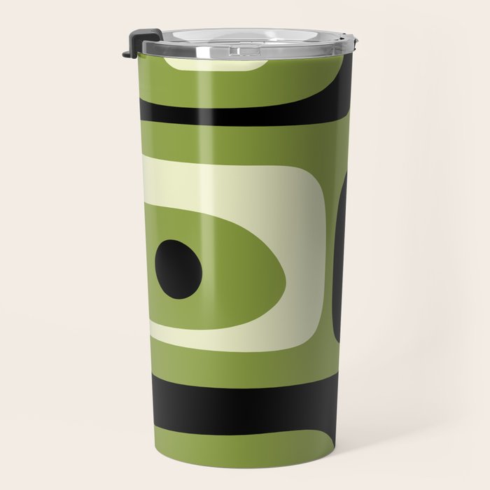 Mid Century Modern Piquet Minimalist Abstract Pattern in Olive Green and Black Travel Mug Gallery Image 3