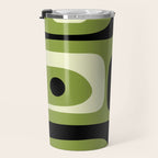 Mid Century Modern Piquet Minimalist Abstract Pattern in Olive Green and Black Travel Mug Gallery Image 3
