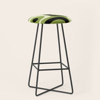 Mid Century Modern Piquet Minimalist Abstract Pattern in Olive Green and Black Stool Gallery Image 1