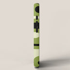 Mid Century Modern Piquet Minimalist Abstract Pattern in Olive Green and Black iPhone Case Gallery Image 2