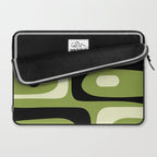 Mid Century Modern Piquet Minimalist Abstract Pattern in Olive Green and Black Laptop Sleeve Gallery Image 2