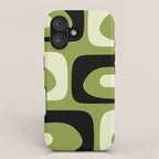 Mid Century Modern Piquet Minimalist Abstract Pattern in Olive Green and Black iPhone Case Gallery Image 1