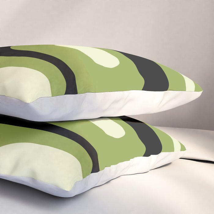 Mid Century Modern Piquet Minimalist Abstract Pattern in Olive Green and Black Pillow Sham Gallery Image 3
