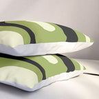 Mid Century Modern Piquet Minimalist Abstract Pattern in Olive Green and Black Pillow Sham Gallery Image 3