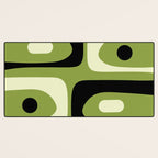 Mid Century Modern Piquet Minimalist Abstract Pattern in Olive Green and Black Desk Mat Gallery Image 3