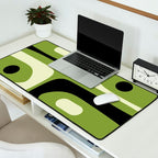 Mid Century Modern Piquet Minimalist Abstract Pattern in Olive Green and Black Desk Mat Gallery Image 2