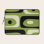 Mid Century Modern Piquet Minimalist Abstract Pattern in Olive Green and Black Laptop Sleeve Gallery Image 1