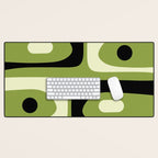 Mid Century Modern Piquet Minimalist Abstract Pattern in Olive Green and Black Desk Mat Gallery Image 1