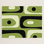 Mid Century Modern Piquet Minimalist Abstract Pattern in Olive Green and Black Jigsaw Puzzle Gallery Image 1