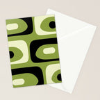 Mid Century Modern Piquet Minimalist Abstract Pattern in Olive Green and Black Stationery Card Gallery Image 2