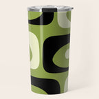 Mid Century Modern Piquet Minimalist Abstract Pattern in Olive Green and Black Travel Mug Gallery Image 1