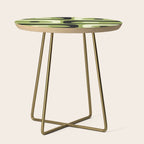 Mid Century Modern Piquet Minimalist Abstract Pattern in Olive Green and Black Side Table Gallery Image 1