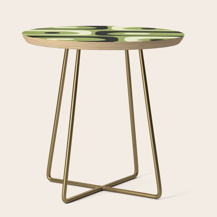 Mid Century Modern Piquet Minimalist Abstract Pattern in Olive Green and Black Side Table Gallery Image 1