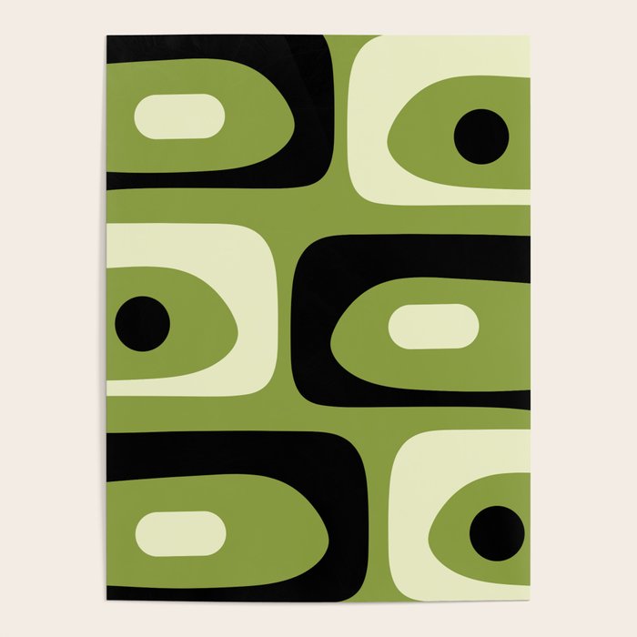 Mid Century Modern Piquet Minimalist Abstract Pattern in Olive Green and Black Poster Gallery Image 1