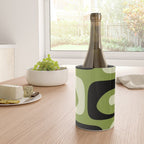 Mid Century Modern Piquet Minimalist Abstract Pattern in Olive Green and Black Wine Chiller Gallery Image 4