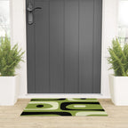 Mid Century Modern Piquet Minimalist Abstract Pattern in Olive Green and Black Welcome Mat Gallery Image 3