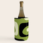 Mid Century Modern Piquet Minimalist Abstract Pattern in Olive Green and Black Wine Chiller Gallery Image 1