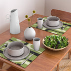 Mid Century Modern Piquet Minimalist Abstract Pattern in Olive Green and Black Placemat Gallery Image 2