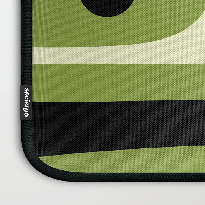 Mid Century Modern Piquet Minimalist Abstract Pattern in Olive Green and Black Laptop Sleeve Gallery Image 3