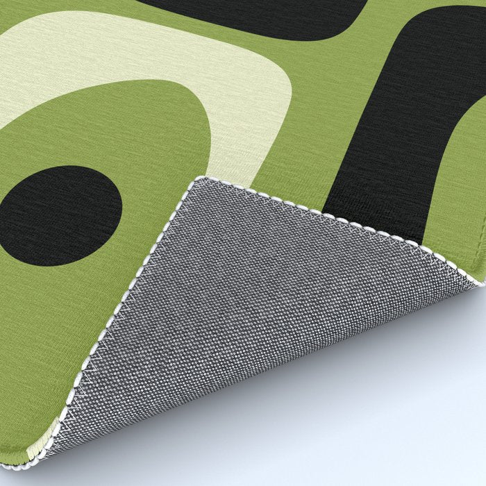 Mid Century Modern Piquet Minimalist Abstract Pattern in Olive Green and Black Rug Gallery Image 4