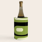Mid Century Modern Piquet Minimalist Abstract Pattern in Olive Green and Black Wine Chiller Gallery Image 3