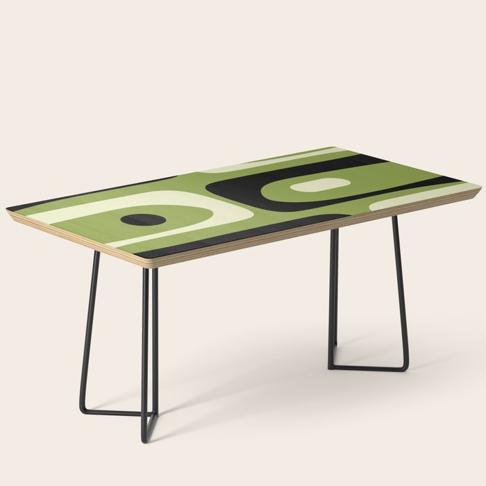 Mid Century Modern Piquet Minimalist Abstract Pattern in Olive Green and Black Coffee Table Gallery Image 1