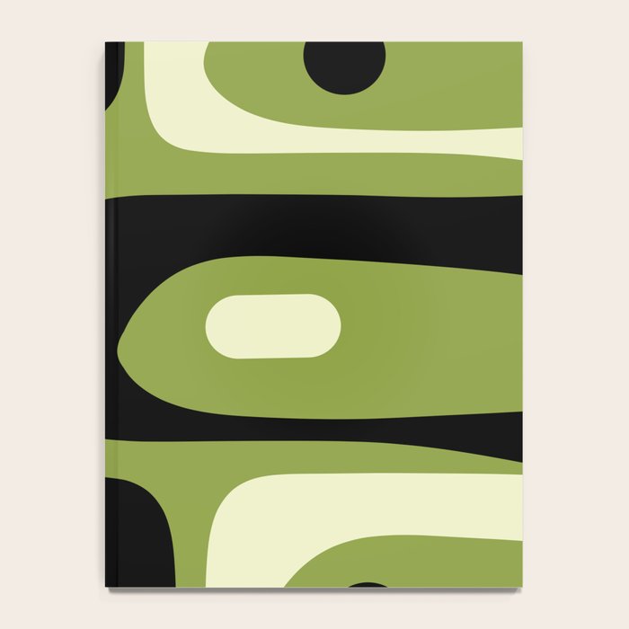 Mid Century Modern Piquet Minimalist Abstract Pattern in Olive Green and Black Notebook Gallery Image 4