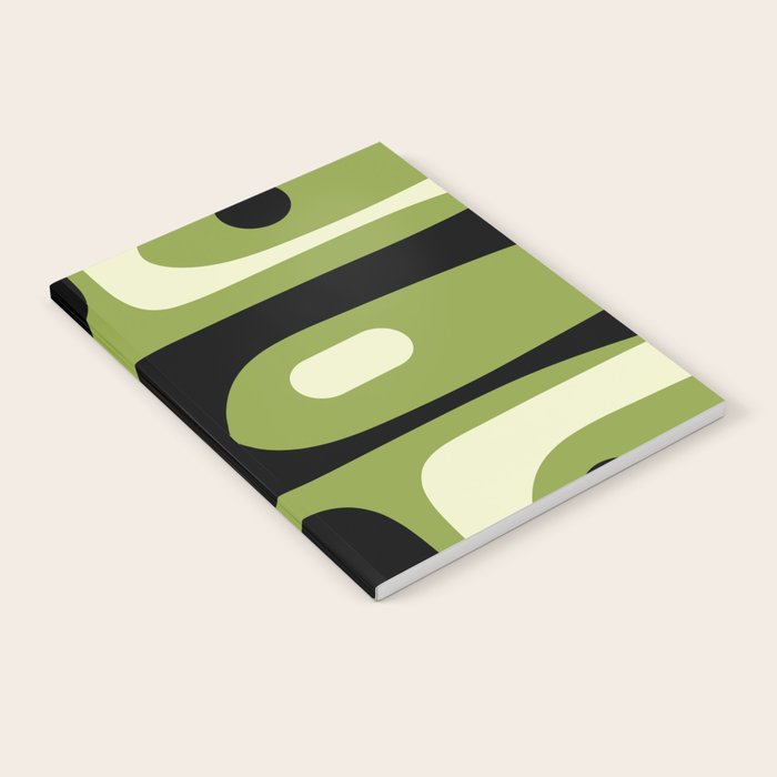 Mid Century Modern Piquet Minimalist Abstract Pattern in Olive Green and Black Notebook Gallery Image 2