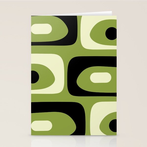 Mid Century Modern Piquet Minimalist Abstract Pattern in Olive Green and Black Stationery Card Gallery Image 2
