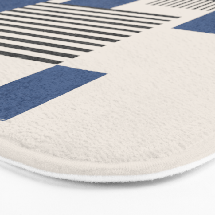 Stripes and Square Blue Composition - Abstract Bath Mat Gallery Image 3