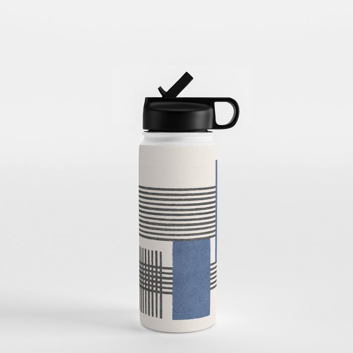 Stripes and Square Blue Composition - Abstract Water Bottle Gallery Image 1