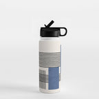 Stripes and Square Blue Composition - Abstract Water Bottle Gallery Image 1