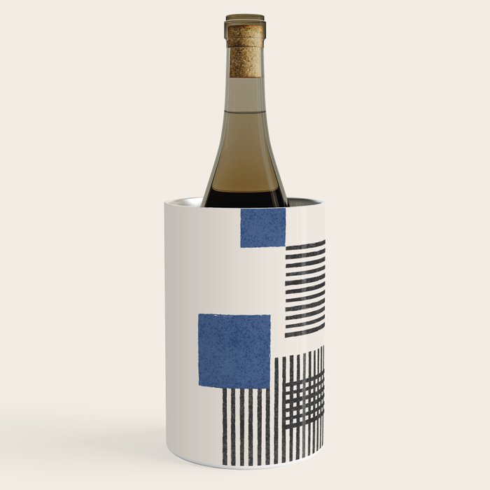 Stripes and Square Blue Composition - Abstract Wine Chiller Gallery Image 2