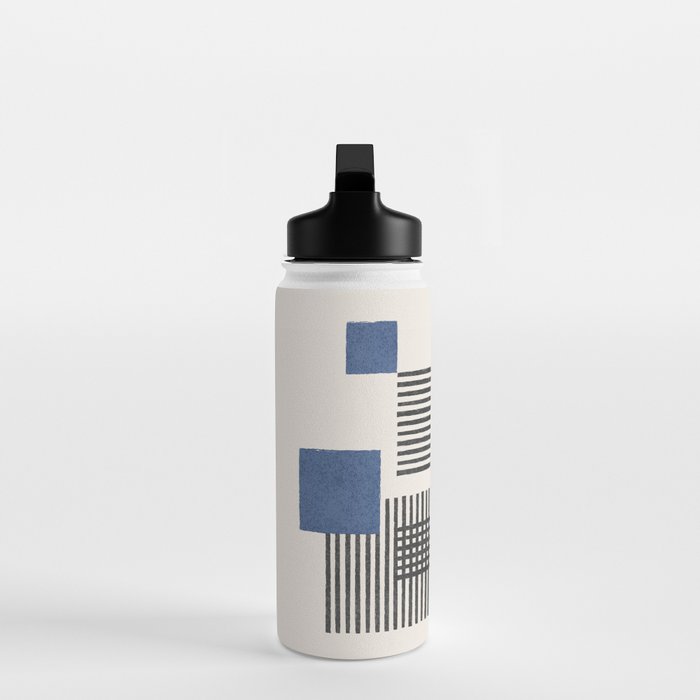 Stripes and Square Blue Composition - Abstract Water Bottle Gallery Image 3