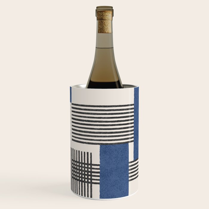 Stripes and Square Blue Composition - Abstract Wine Chiller Gallery Image 1