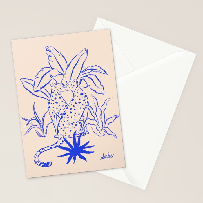 Cheetah Crush lines (cobalt) Stationery Card Gallery Image 2