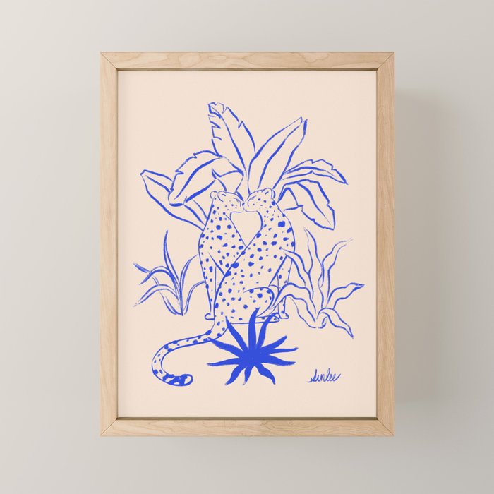 Cheetah Crush lines (cobalt) Mini Art Print Gallery Image 1