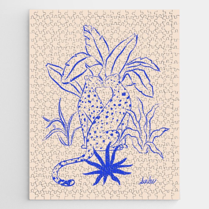 Cheetah Crush lines (cobalt) Jigsaw Puzzle Gallery Image 1
