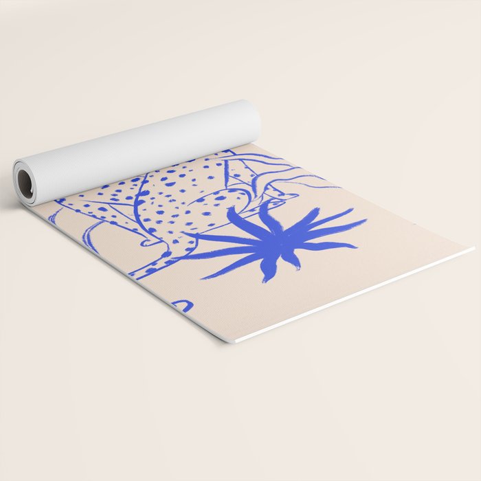 Cheetah Crush lines (cobalt) Yoga Mat Gallery Image 2