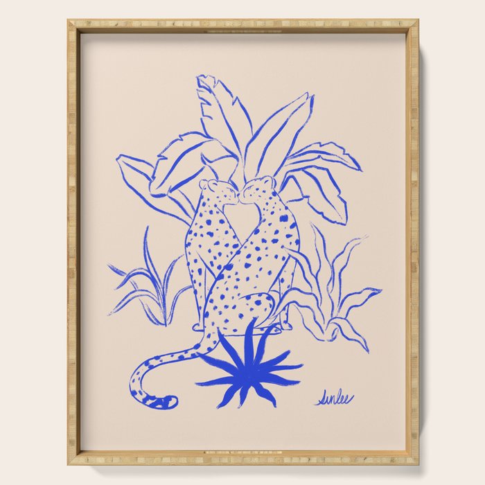 Cheetah Crush lines (cobalt) Serving Tray Gallery Image 1